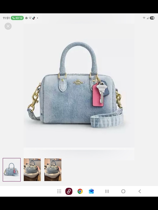 Coach Handbags - Coach Denim Blue Mini Satchel with Pink Tag